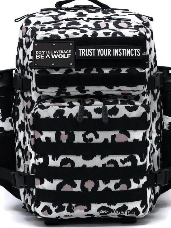 WOLF Handbags - WOLFPACK Leopard Print Backpack - Black, White & Pale Pink